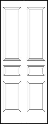 2-leaf bi-fold custom panel interior doors with six tall vertical panels and horizontal center