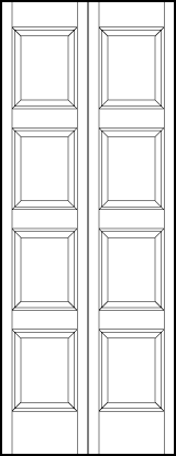 2-leaf bi-fold custom panel interior doors with eight vertical sunken panels