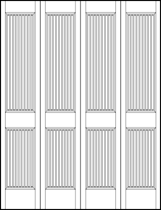 4-leaf bi-fold stile and rail art deco custom interior doors with two vertical tambour panels