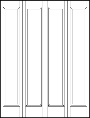 4-leaf bi-fold front entry custom panel doors with sunken central rectangle panel