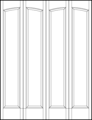 4-leaf bi-fold interior custom panel doors with two sunken central rectangle panels with curved top arch