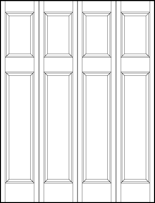 4-leaf bi-fold stile and rail interior door with top square and bottom rectangle sunken panels