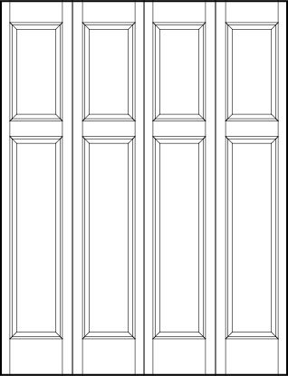 4-leaf bi-fold stile and rail interior door with top square and large bottom rectangle sunken panels