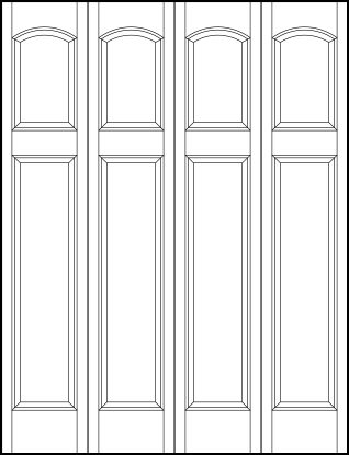 4-leaf bi-fold interior flat panel door with curved arch top square and sunken vertical tall bottom rectangles