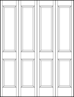 4-leaf bi-fold interior flat panel door with two tall sunken rectangle panels and square bottom sunken panel