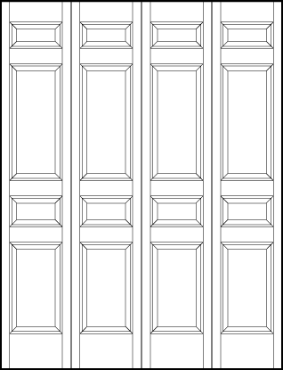 4-leaf bi-fold interior flat panel door with two rectangle and two square sunken panels