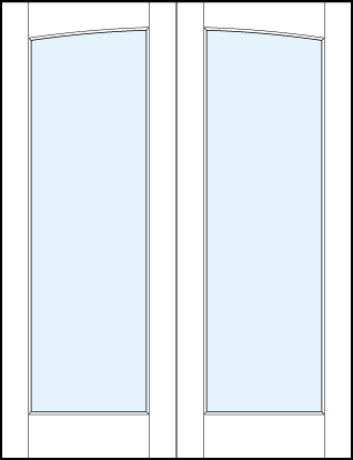 pair of interior glass french doors with common arch top panel and one solid glass insert