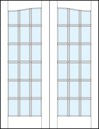 pair of interior glass french doors with common arch top and 18 true divided lites