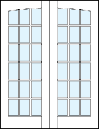 pair of interior glass french doors with common arch top panel and 18 true divided lites