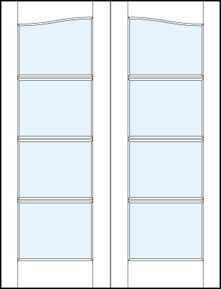 pair of interior glass french doors with common cathedral top and four horizontal true divided lites