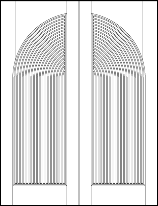 pair of stile and rail art deco custom interior doors with common radius top vertical tambour 