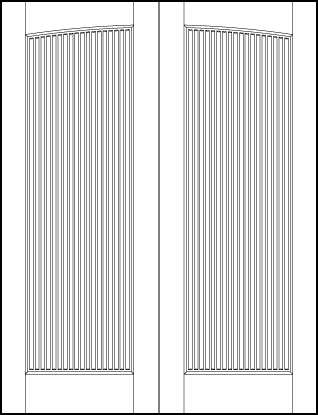 pair of stile and rail art deco custom interior doors with common curved arch and vertical tambour