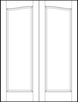 pair of interior custom panel doors with common arch and sunken central rectangle panel