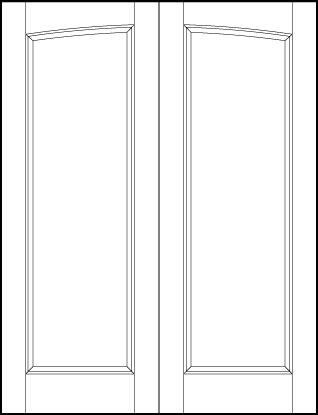 pair of interior custom panel doors with common arch and sunken central rectangle panel