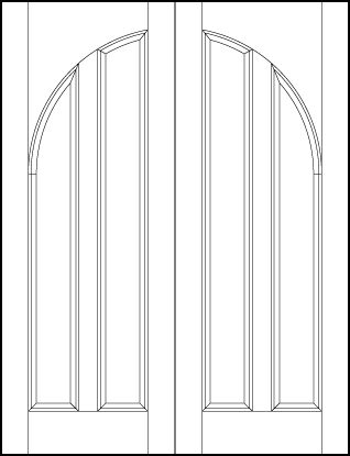 pair of interior custom panel doors with common arch and two sunken central rectangle panels