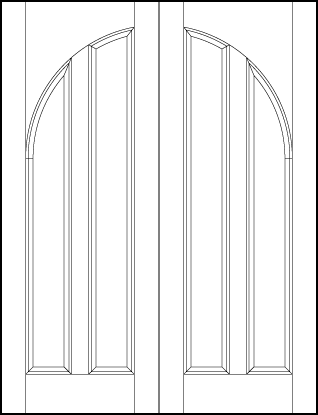 pair of front entry custom panel doors with common arch and two sunken central rectangle panels