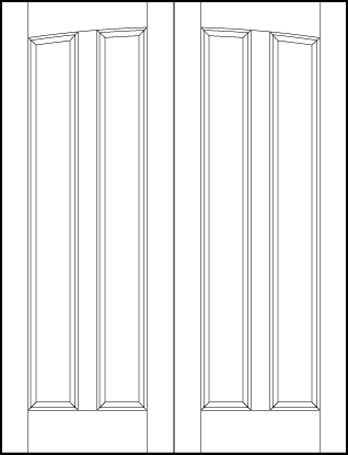 pair of front entry custom panel doors with common arch and two sunken central rectangle panels with curved top arch