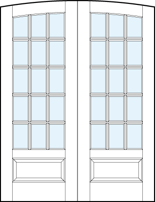 pair of interior french style glass doors with common arch top and 15 square true divided lites