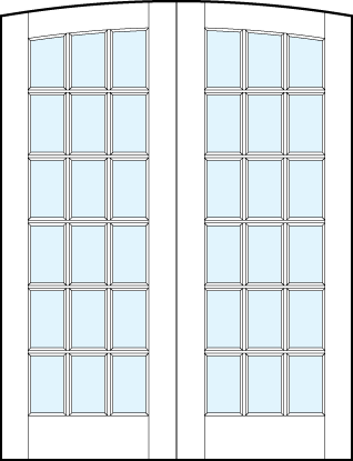 pair of interior glass french doors with common arch top and 18 true divided lites