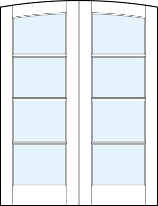 pair of interior glass french doors with common arch top and four horizontal true divided lites