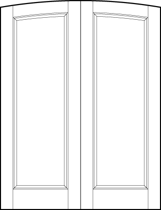 pair of interior custom panel doors with common arch top and sunken central rectangle panel