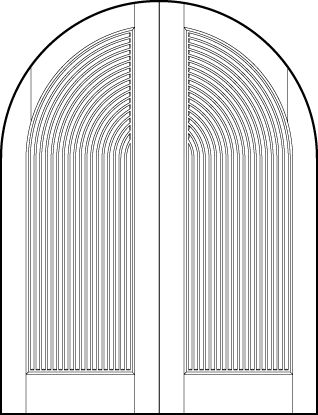 pair of stile and rail art deco custom interior doors with common radius top vertical tambour 