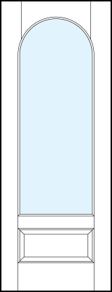 Front entry glass french doors with half circle top arch and raised bottom panel