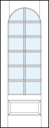 interior modern french doors with raised bottom panel, radius top and square true divided lites design