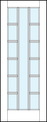 Front entry modern french doors with glass center vertical divider with two side glass panels and true divided lites