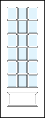 front entry glass french doors with true divided lites creating 18 sections with raised bottom panel