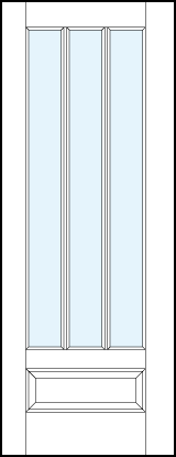 modern interior french doors with center glass panel and two vertical true divided lites and small bottom panel