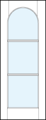 modern interior french doors with three horizontal true divided lites and half circle top