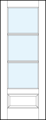 interior french doors with three horizontal true divided lites and bottom raised panel