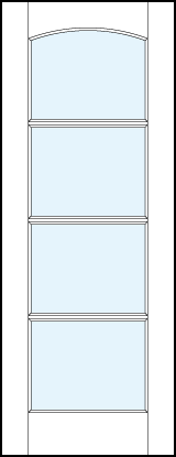 interior glass french doors with four horizontal true divided lites and curved arch top