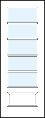 modern interior glass french doors with five horizontal true divided lites and bottom raised panel