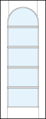 modern interior glass french doors with five horizontal true divided lites and half circle arch top