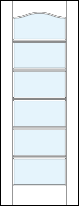 glass center modern interior french doors with six horizontal true divided lites and cathedral arch top