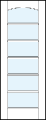 glass center modern interior french doors with six horizontal true divided lites and curved arch top