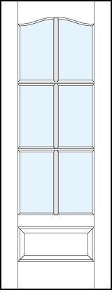 custom front entry glass french doors with six true divided lites, cathedral top and raised bottom panel