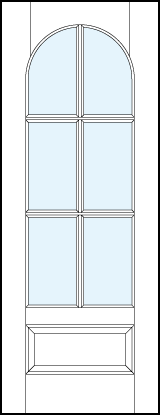 custom front entry glass french doors with six true divided lites and bottom panel with half circle top