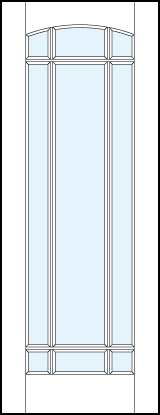 modern front entry french doors with large glass panel and true divided lites border with arch top