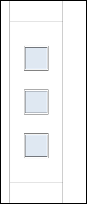 modern contemporary interior doors with three small square glass panels and asymmetric stiles