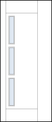 modern contemporary interior doors with three side rectangle glass panels and asymmetric stiles