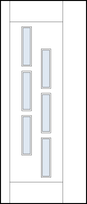 modern contemporary interior doors with six offset rectangle glass panels and asymmetric stiles