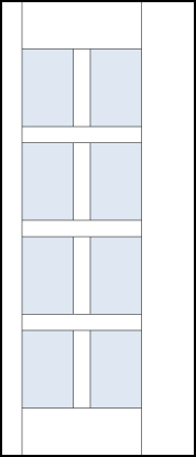 modern contemporary doors interior with four sets of glass panels separated by crossed rails and asymmetric stiles