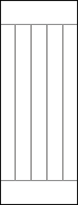 interior door with with extra-wide width vertical planks and top and bottom horizontal rails