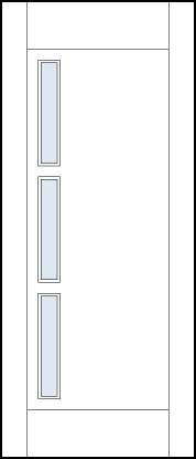 modern contemporary interior doors with three side rectangle glass panels and standard stiles