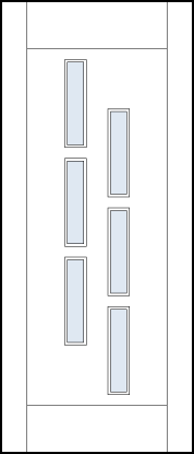 modern contemporary interior doors with six offset rectangle glass panels and standard stiles
