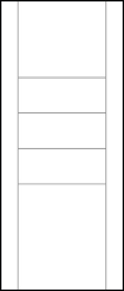 modern contemporary doors front entry with three medium center rails with two large edge panel rails and standard stiles