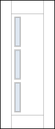 modern contemporary interior doors with three side rectangle glass panels and wide stiles